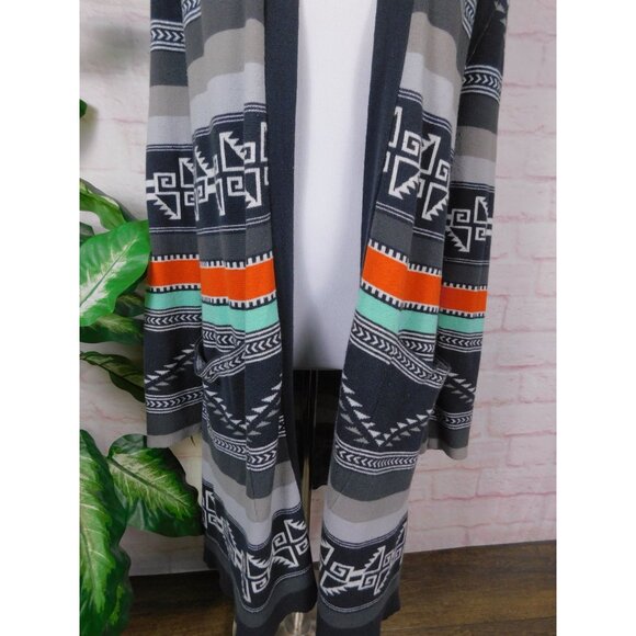 Billabong Knit Cardigan Boho Aztec Southwestern Open Front M - Picture 3 of 9